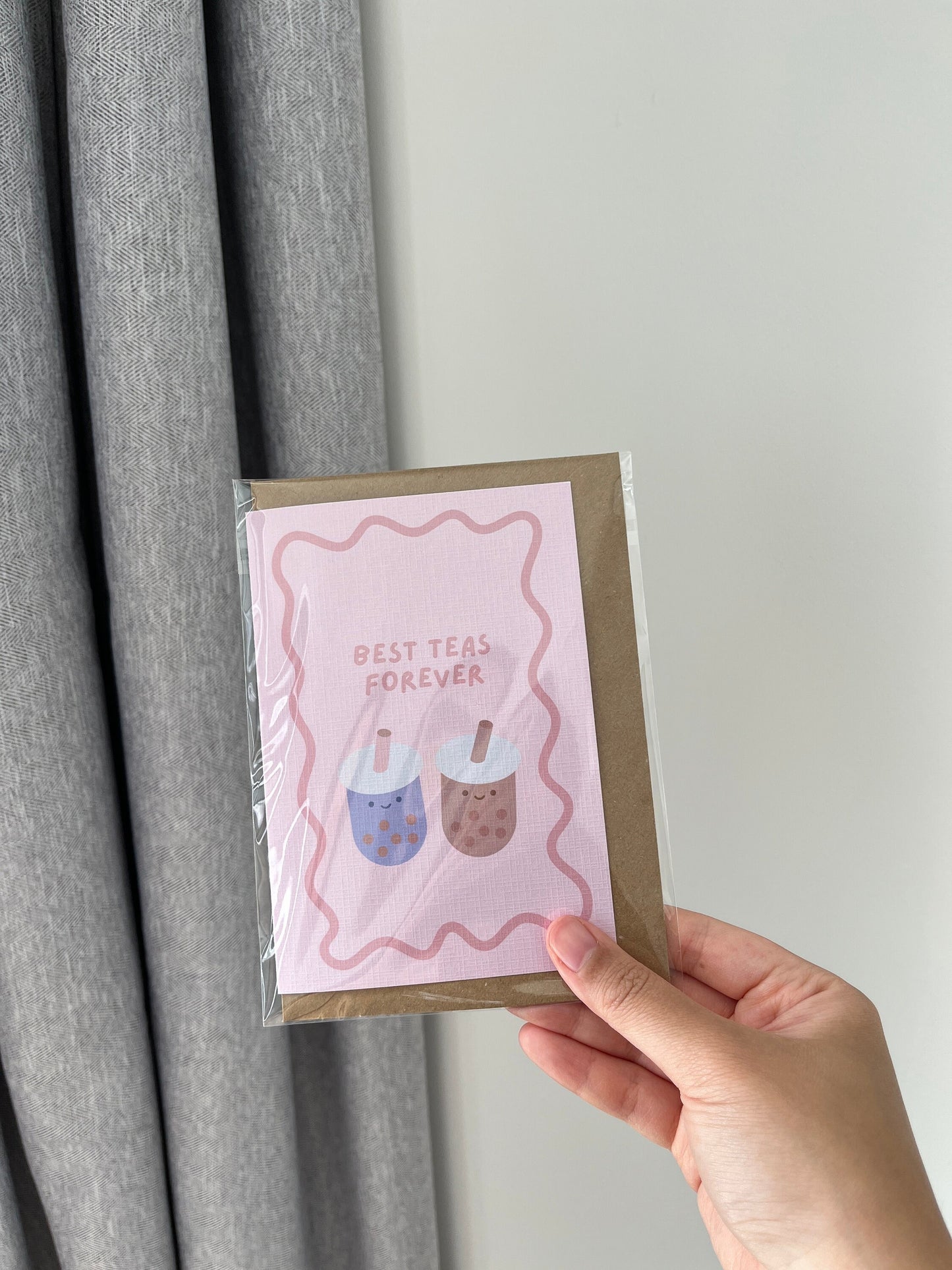 Besties Forever Card - Bubble Tea Birthday Card | Best Teas | Boba | Cute Kawaii Card | Boba Obsessed | Funny Pun Card | HK Milk Tea | Taro