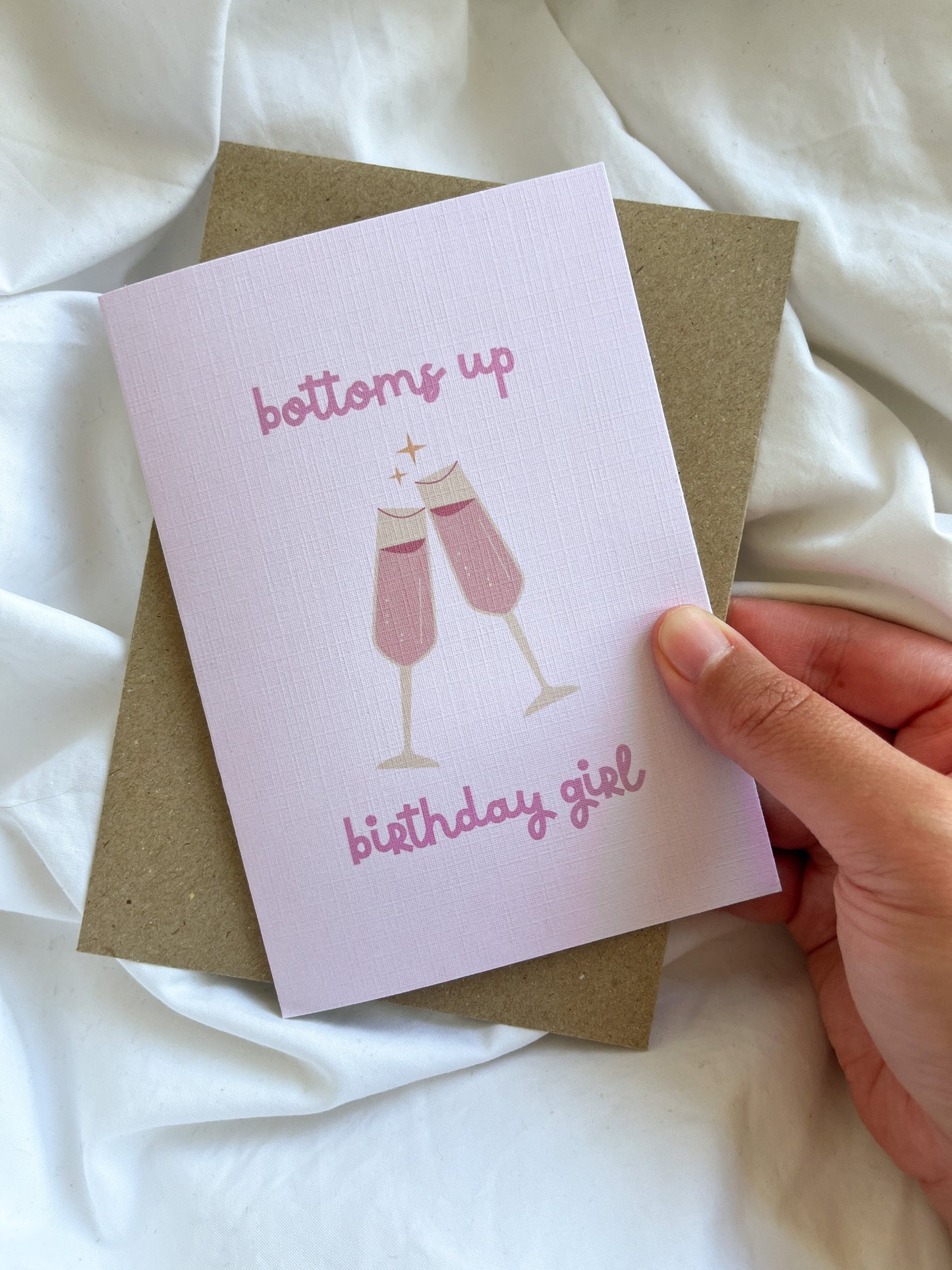 Bottoms Up Birthday Girl Card | Champagne Celebration Card