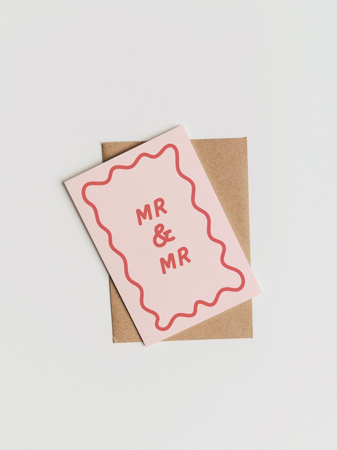 Mr & Mrs Wedding Engagement Card |  Wavy Scallop Border Card