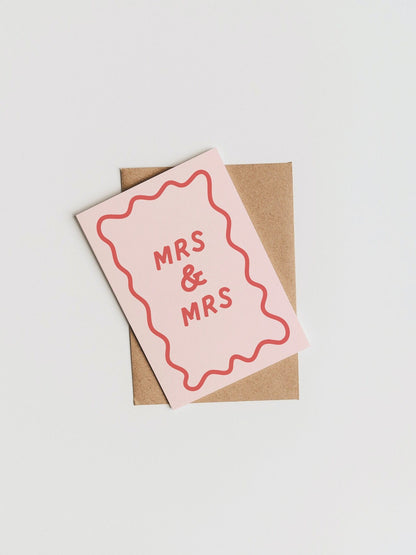 Mr & Mrs Wedding Engagement Card |  Wavy Scallop Border Card