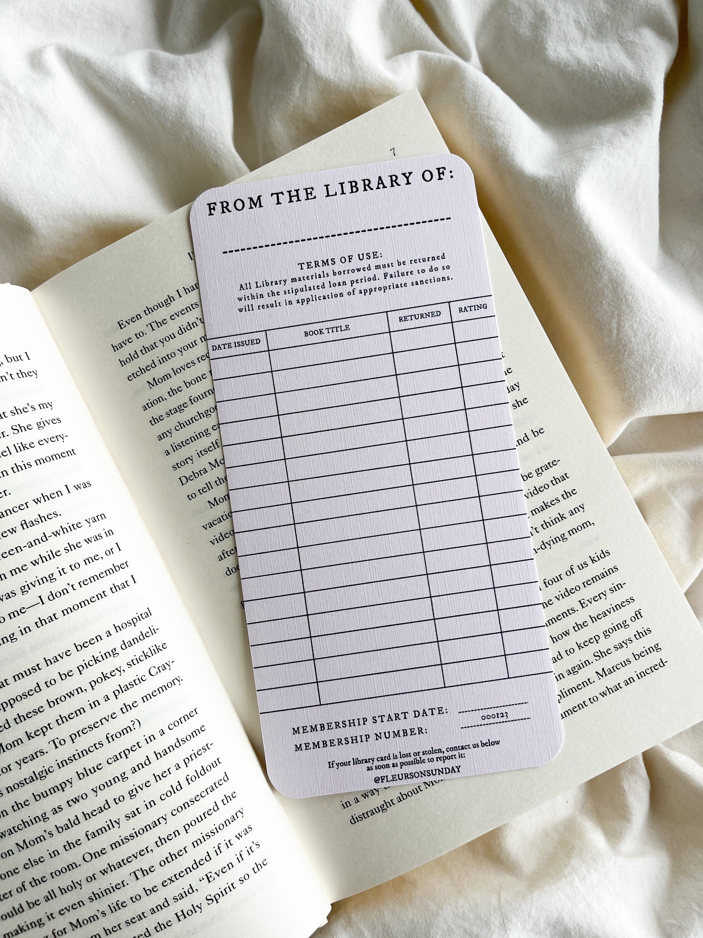 Reading Tracker | Vintage Library Card | Reading Record Log – Fleurs On ...