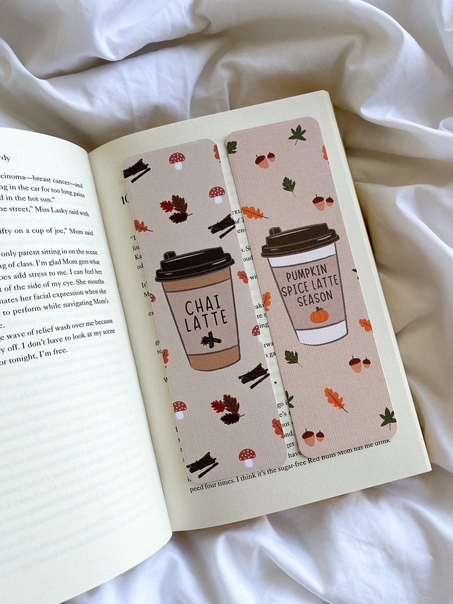 Coffee Bookmark | Autumn Fall Bookmarks | Pumpkin Spice Latte & Chai Latte Bookmark