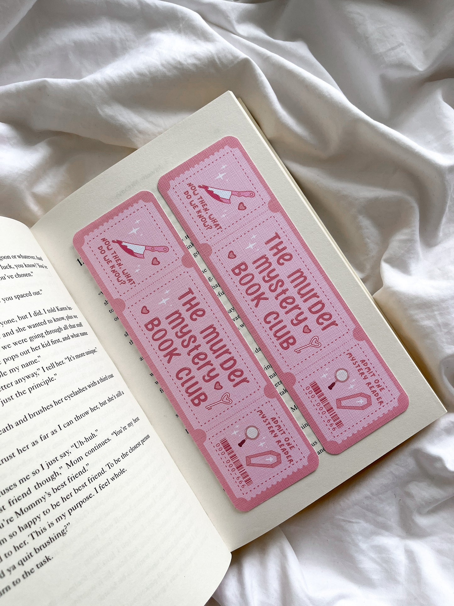 Murder Mystery Book Club Bookmark Ticket