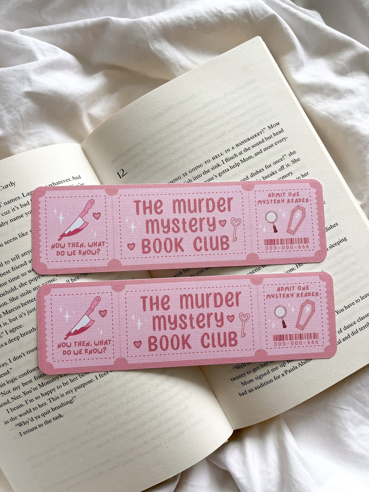 Murder Mystery Book Club Bookmark Ticket