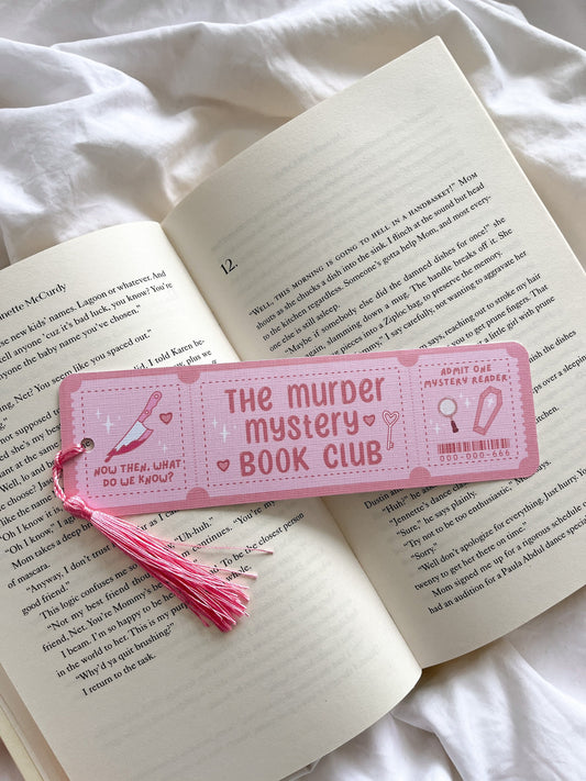 Murder Mystery Book Club Bookmark Ticket