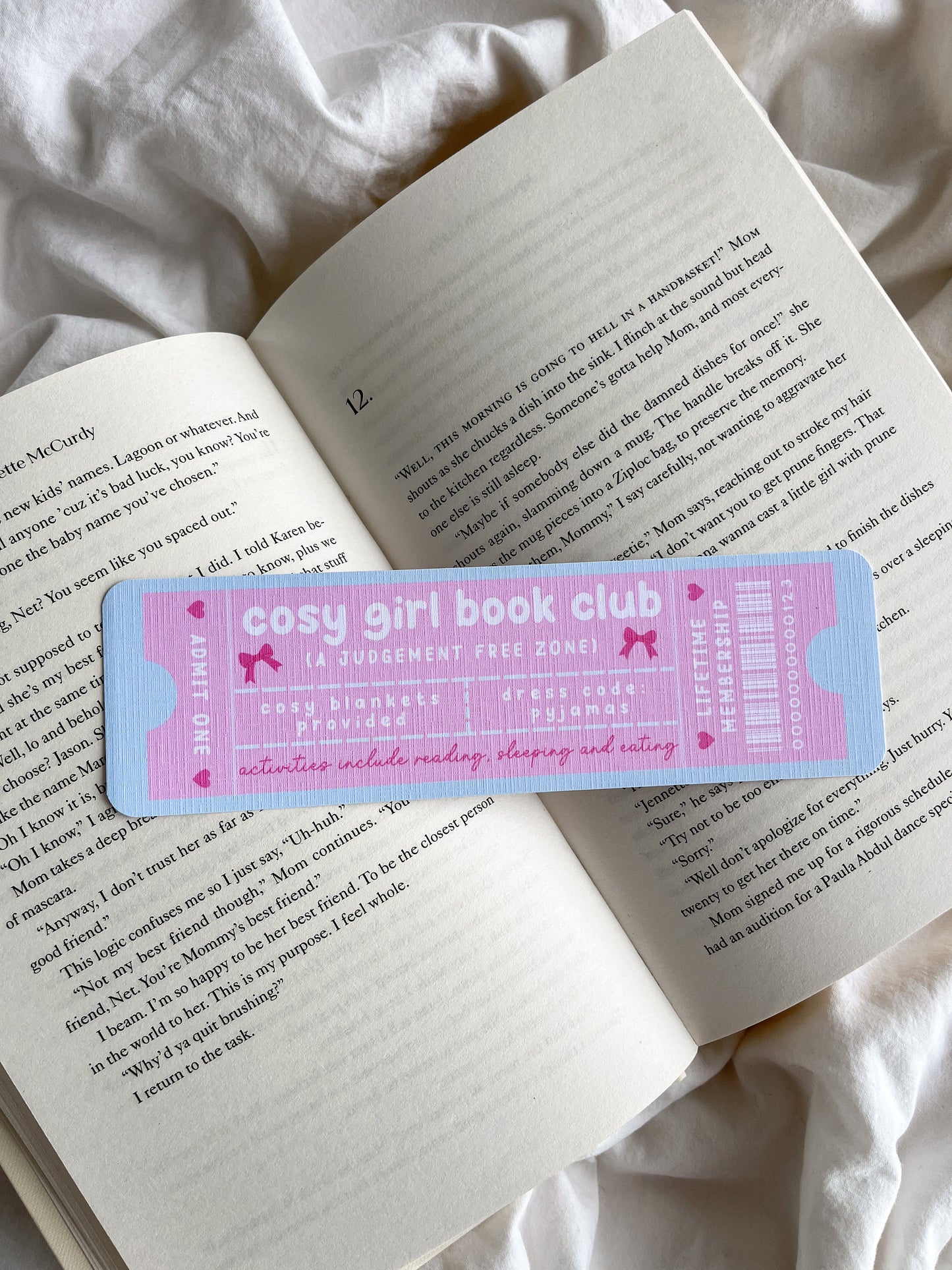 Cosy Girl Book Club Bookmark Ticket