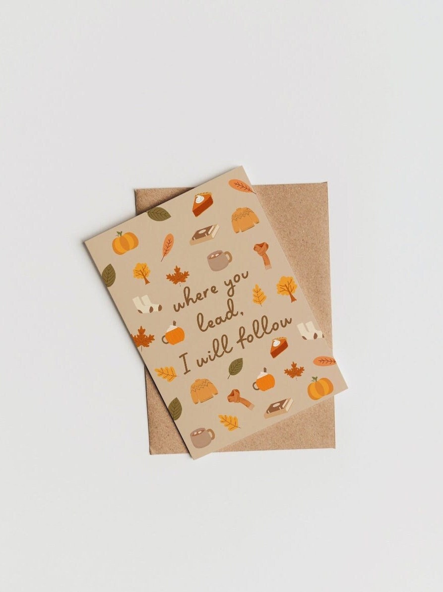 Where You Lead I Will Follow Card | Gilmore Girl Autumn Birthday Card