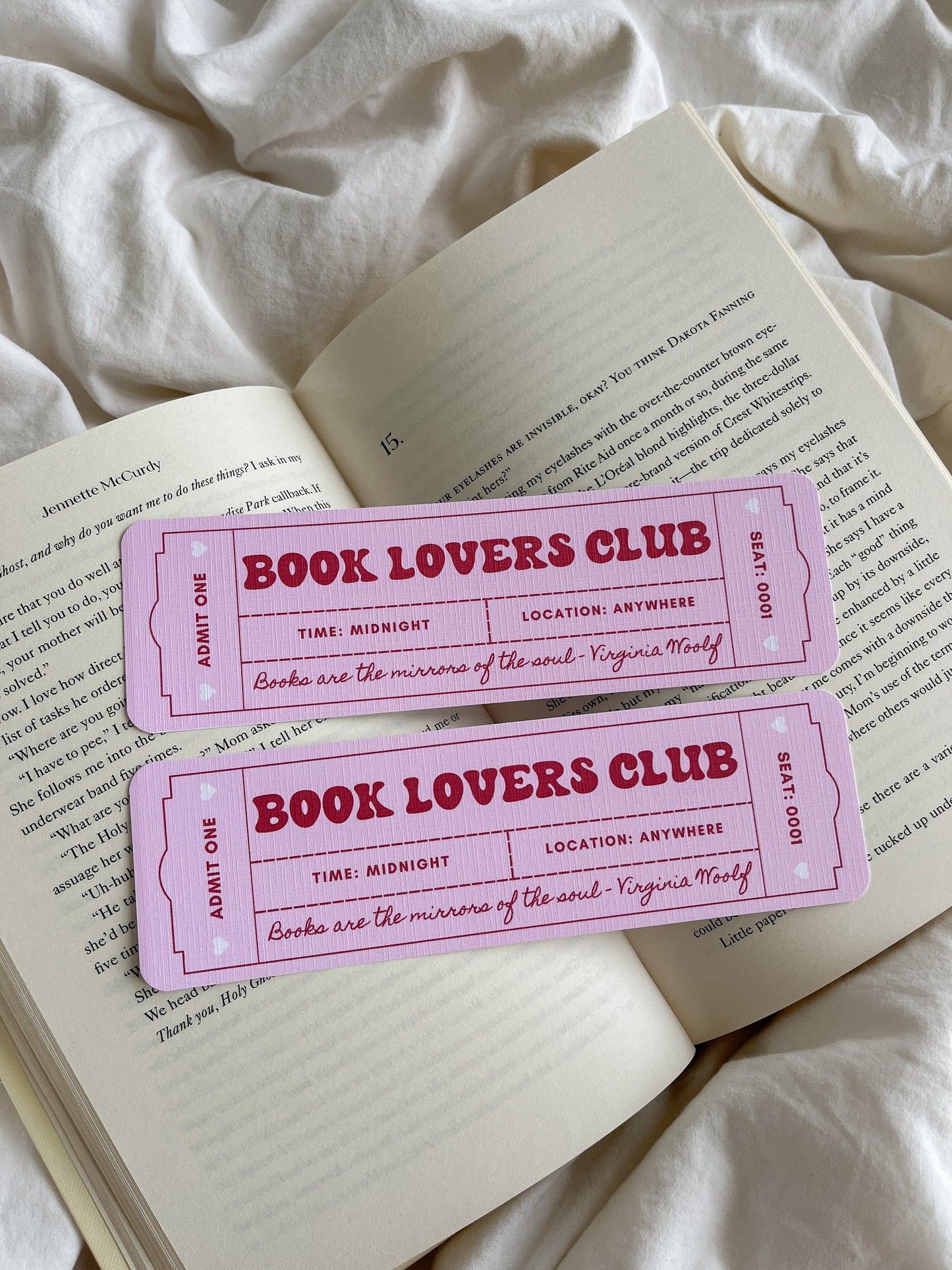 Book Lovers Club Bookmark Ticket