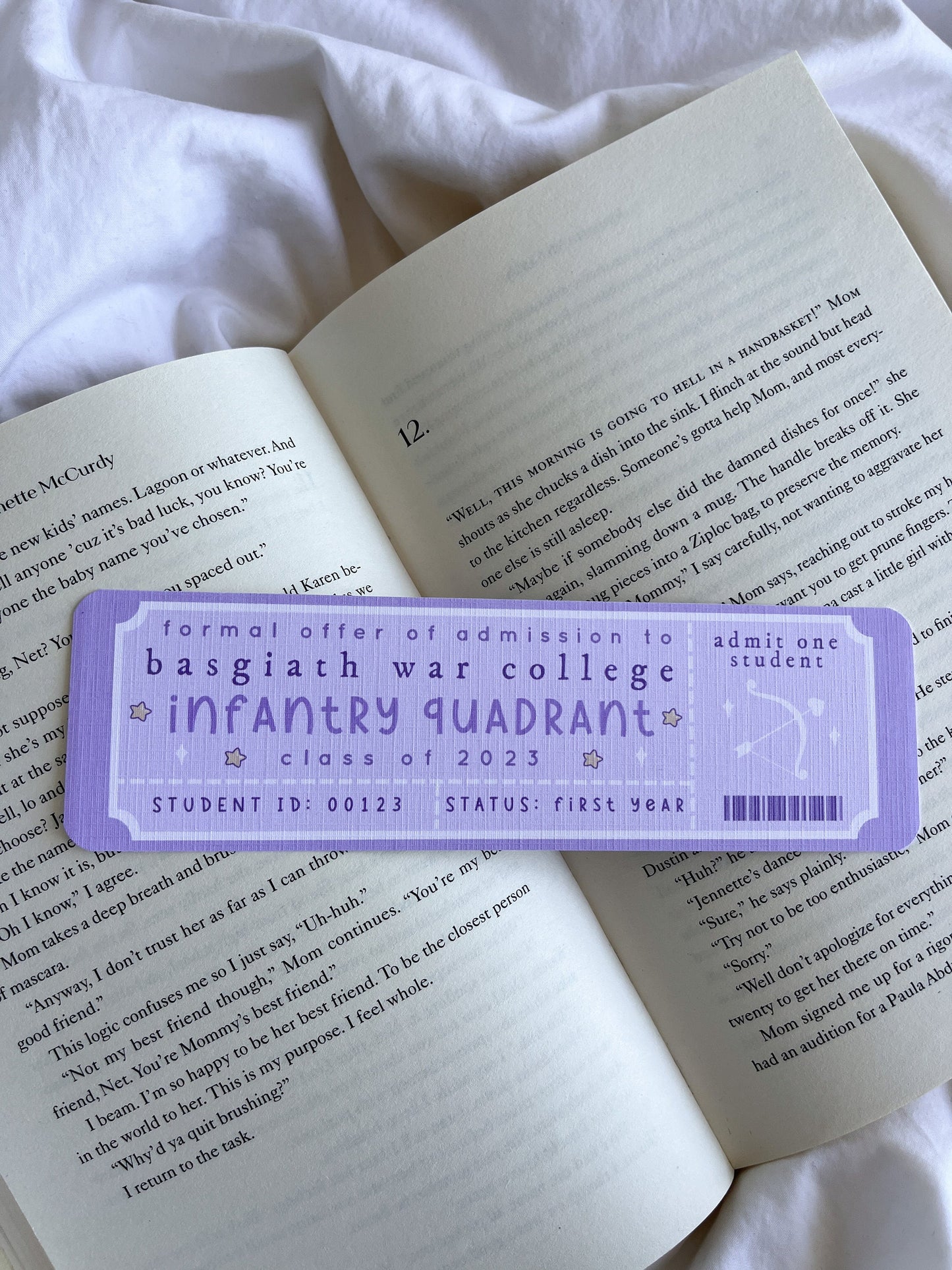 Fourth Wing Quadrant Bookmark Ticket |  Fantasy Bookmark