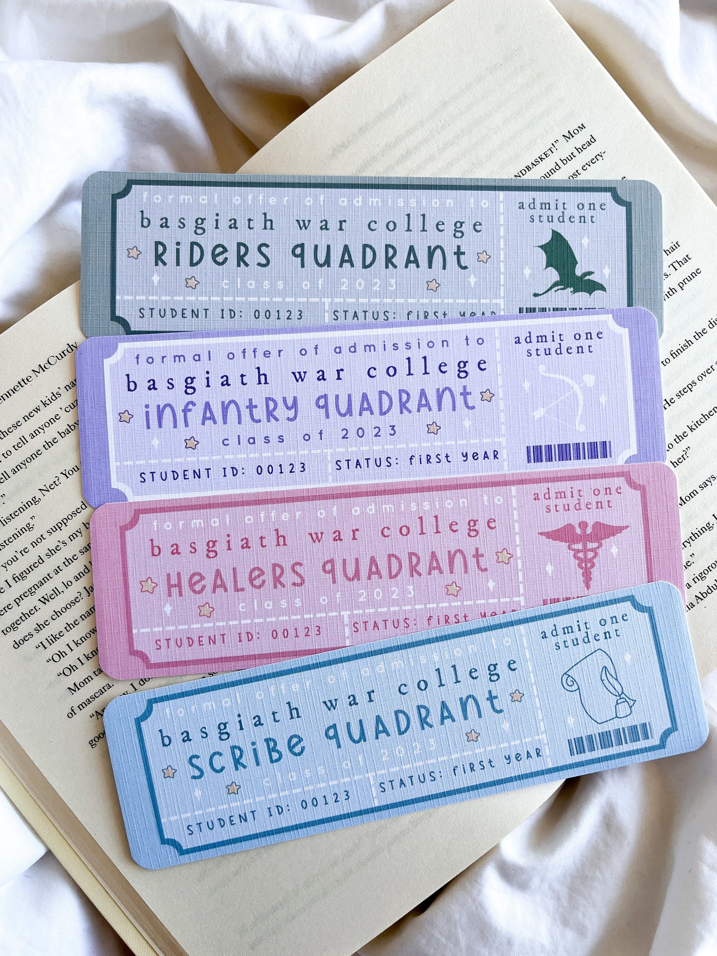 Fourth Wing Quadrant Bookmark Ticket |  Fantasy Bookmark