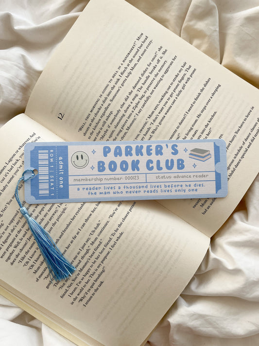 Blue Customised Personalised Name Bookmark