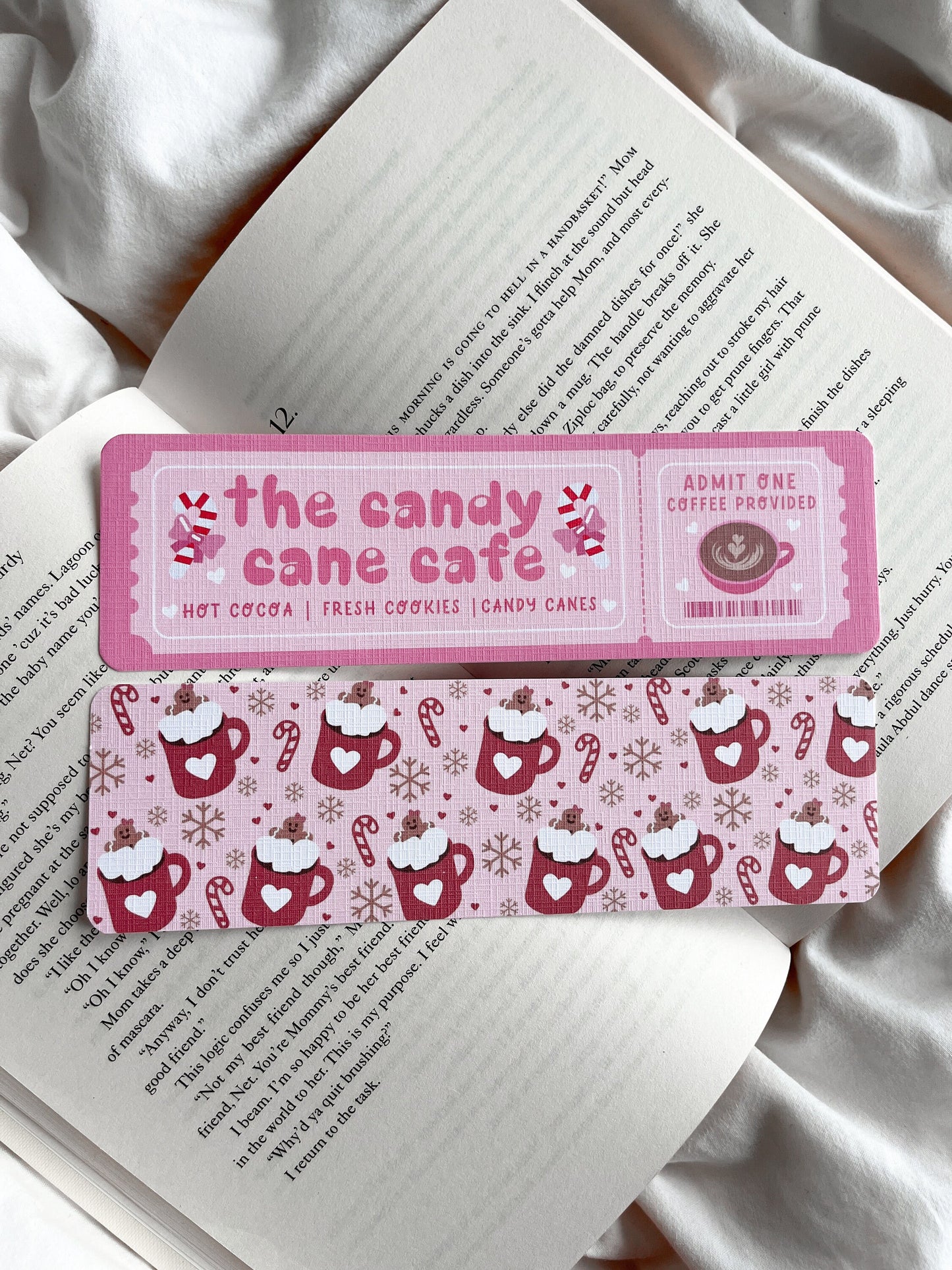 Candy Cane Cafe Book Club Bookmark | Cute Winter Bookmark