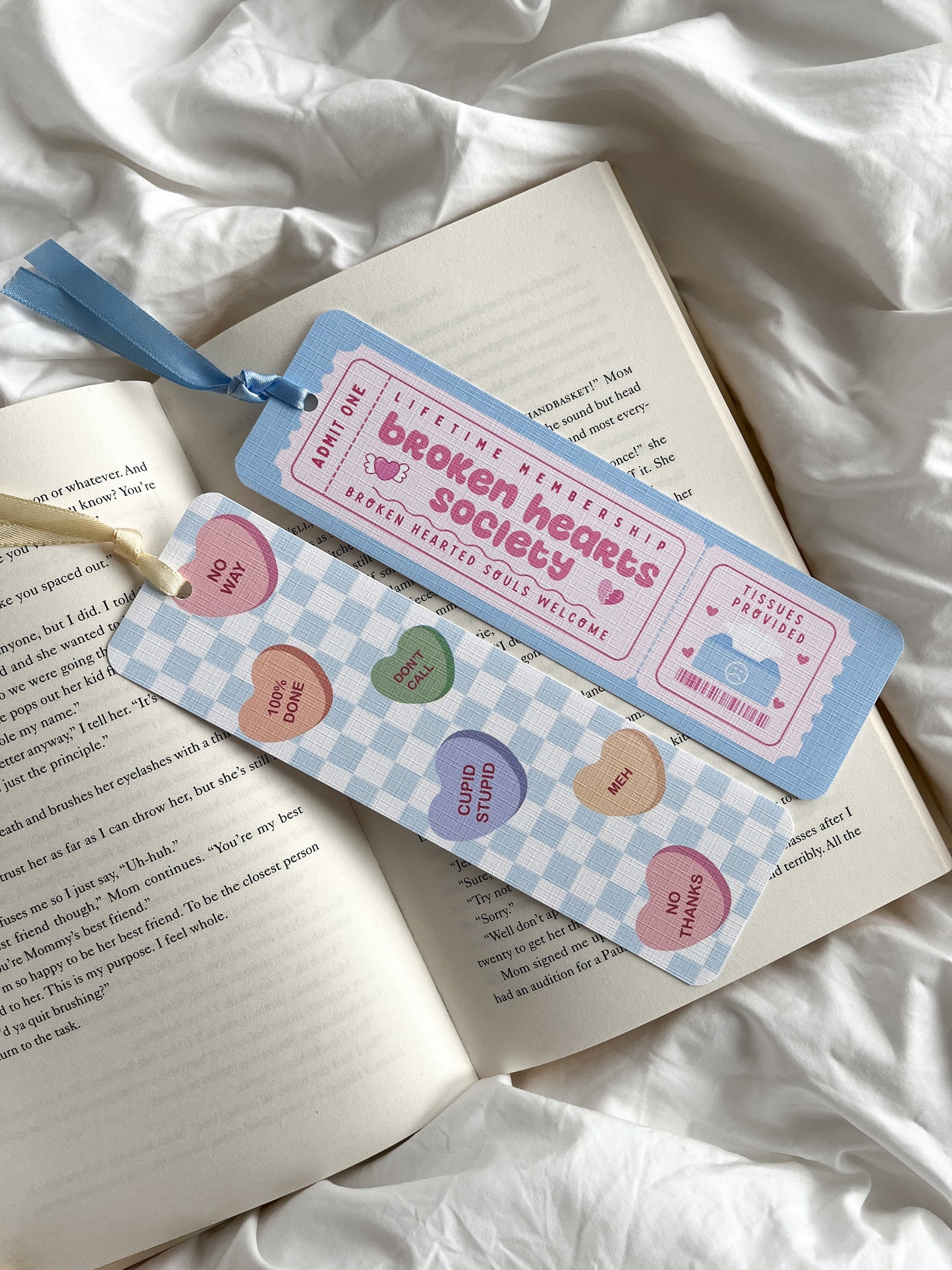 Broken Hearts Society Club Bookmark Ticket | Cute Bookmark