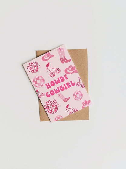 Howdy Cowgirl Greeting Card | Cowgirl Disco Birthday Card
