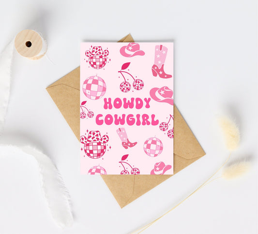 Howdy Cowgirl Greeting Card | Cowgirl Disco Birthday Card