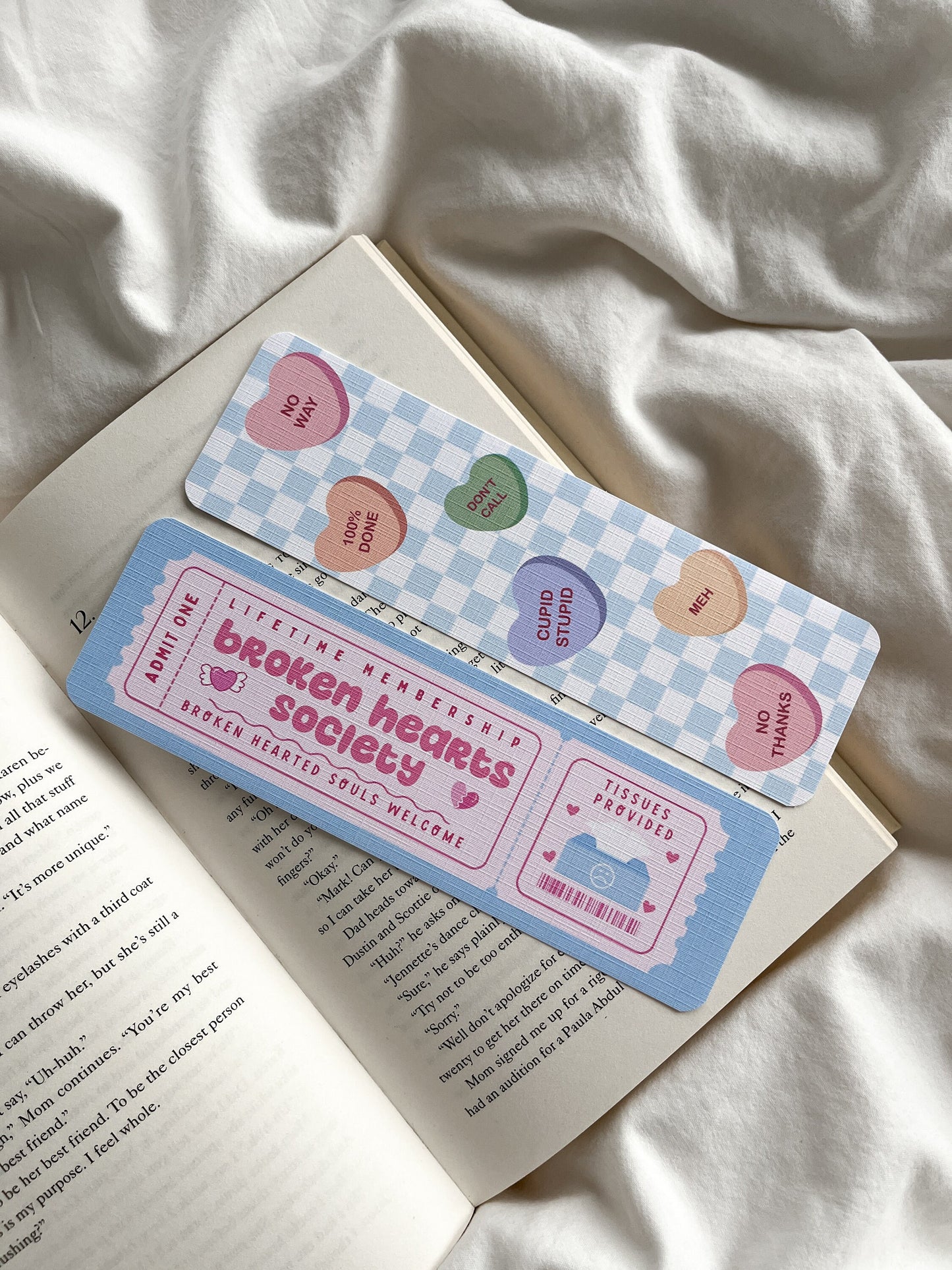 Broken Hearts Society Club Bookmark Ticket | Cute Bookmark