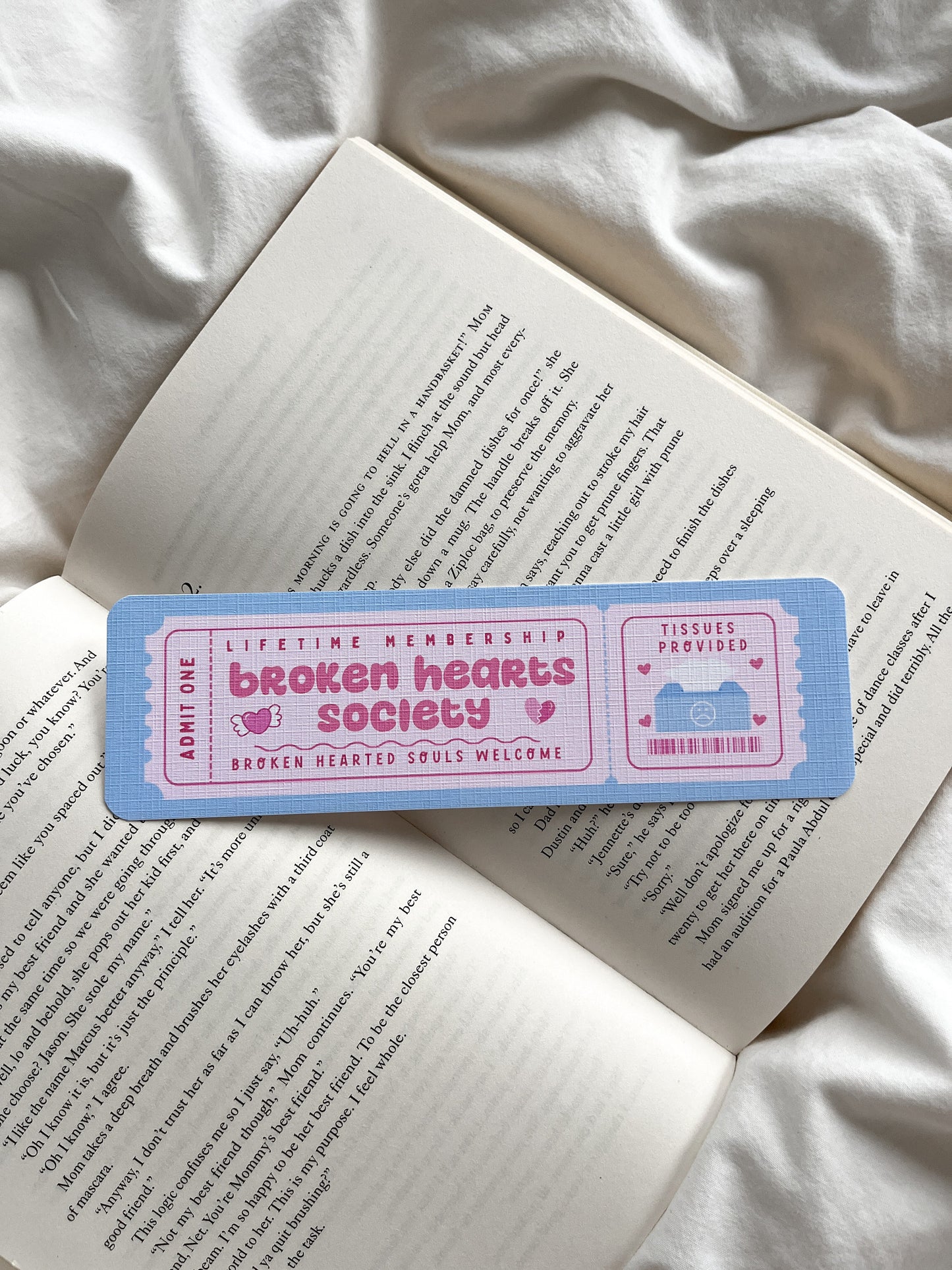 Broken Hearts Society Club Bookmark Ticket | Cute Bookmark