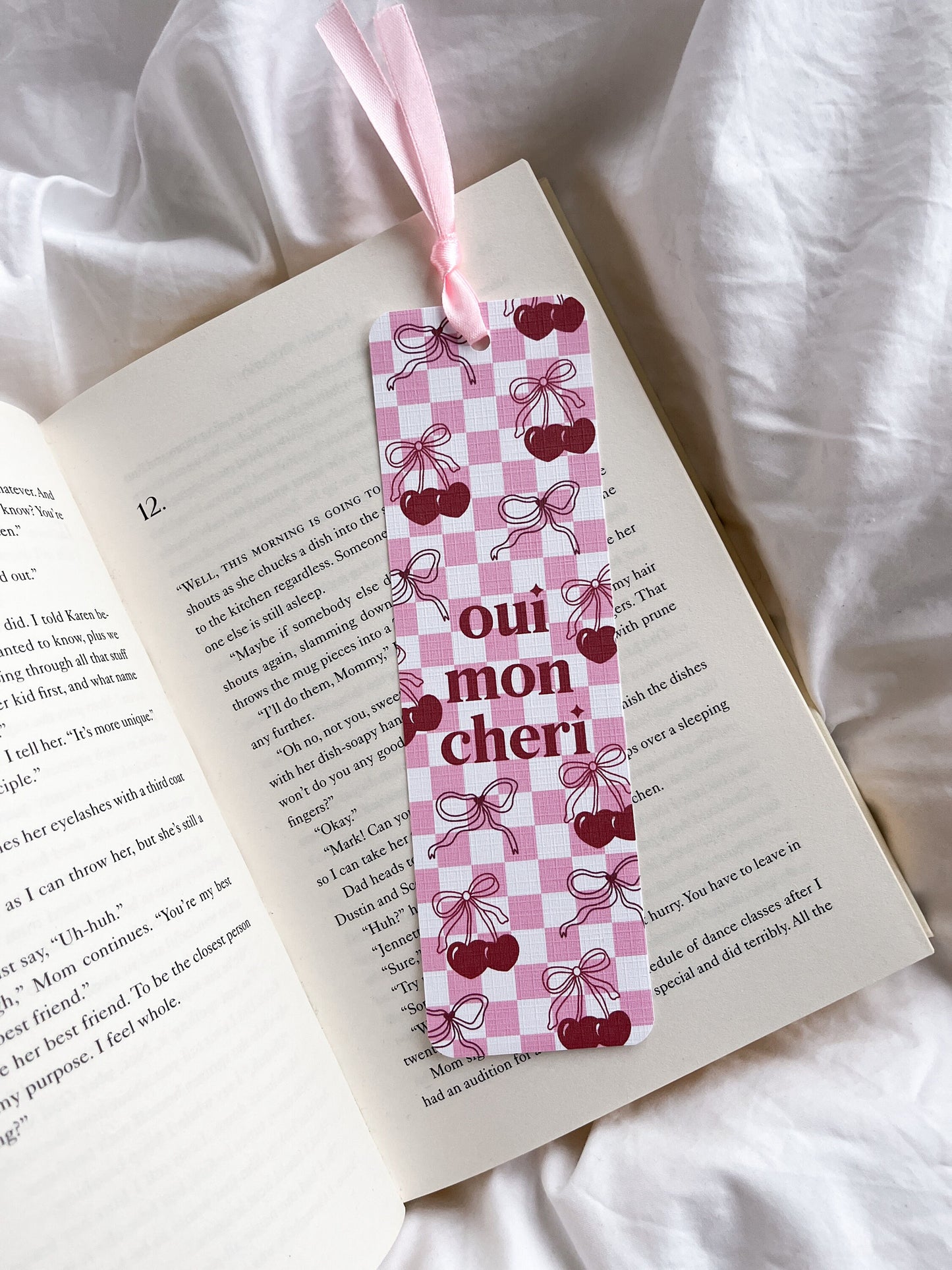 Oui Mon Cheri Bookmark | Cute Bow Bookmark