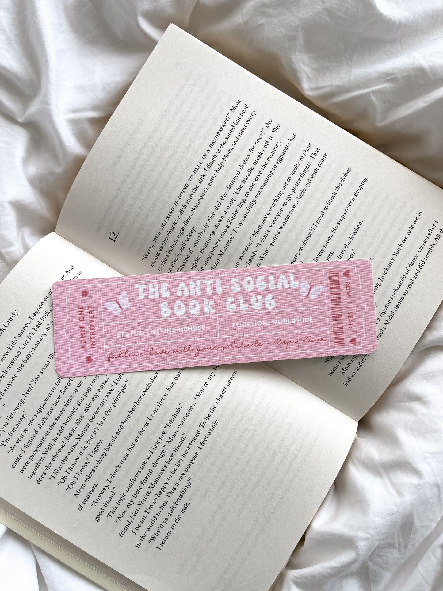 The Anti-Social Book Club Bookmark Ticket