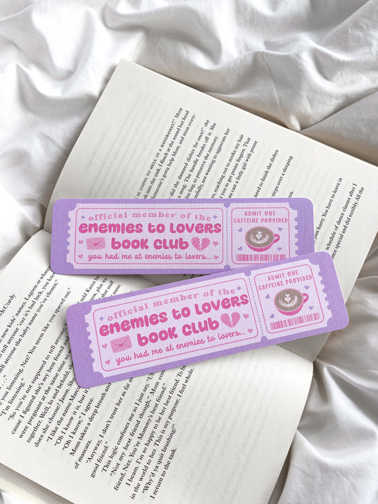 Enemies To Lovers Book Club Bookmark Ticket