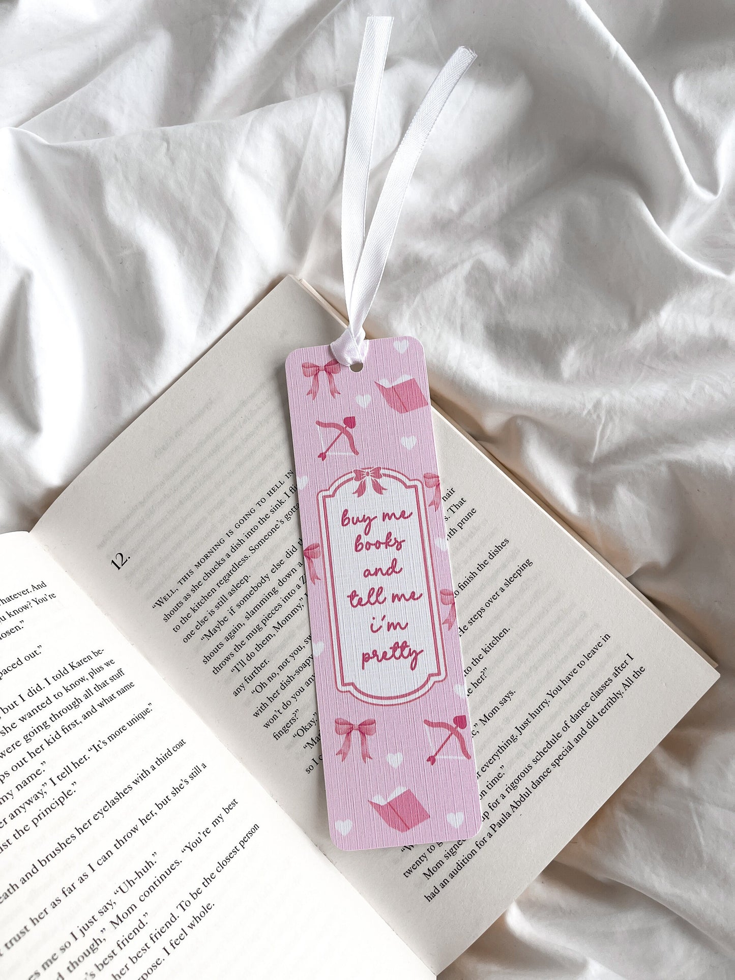 Buy Me Books And Tell Me I’m Pretty Bookmark | Coquette Bow Bookmark