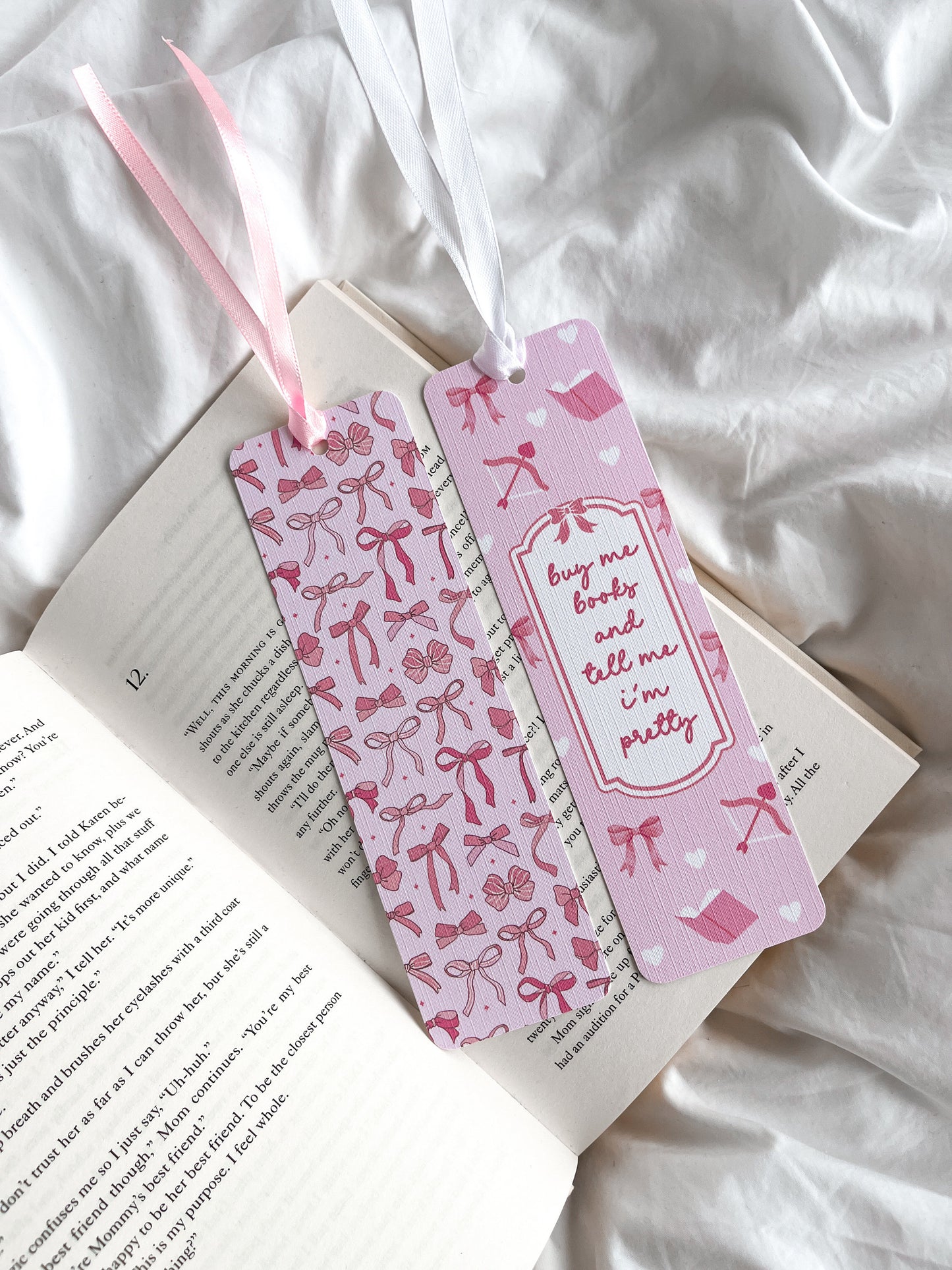 Buy Me Books And Tell Me I’m Pretty Bookmark | Coquette Bow Bookmark