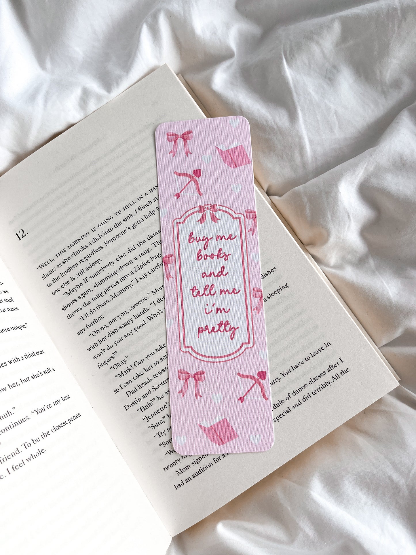 Buy Me Books And Tell Me I’m Pretty Bookmark | Coquette Bow Bookmark