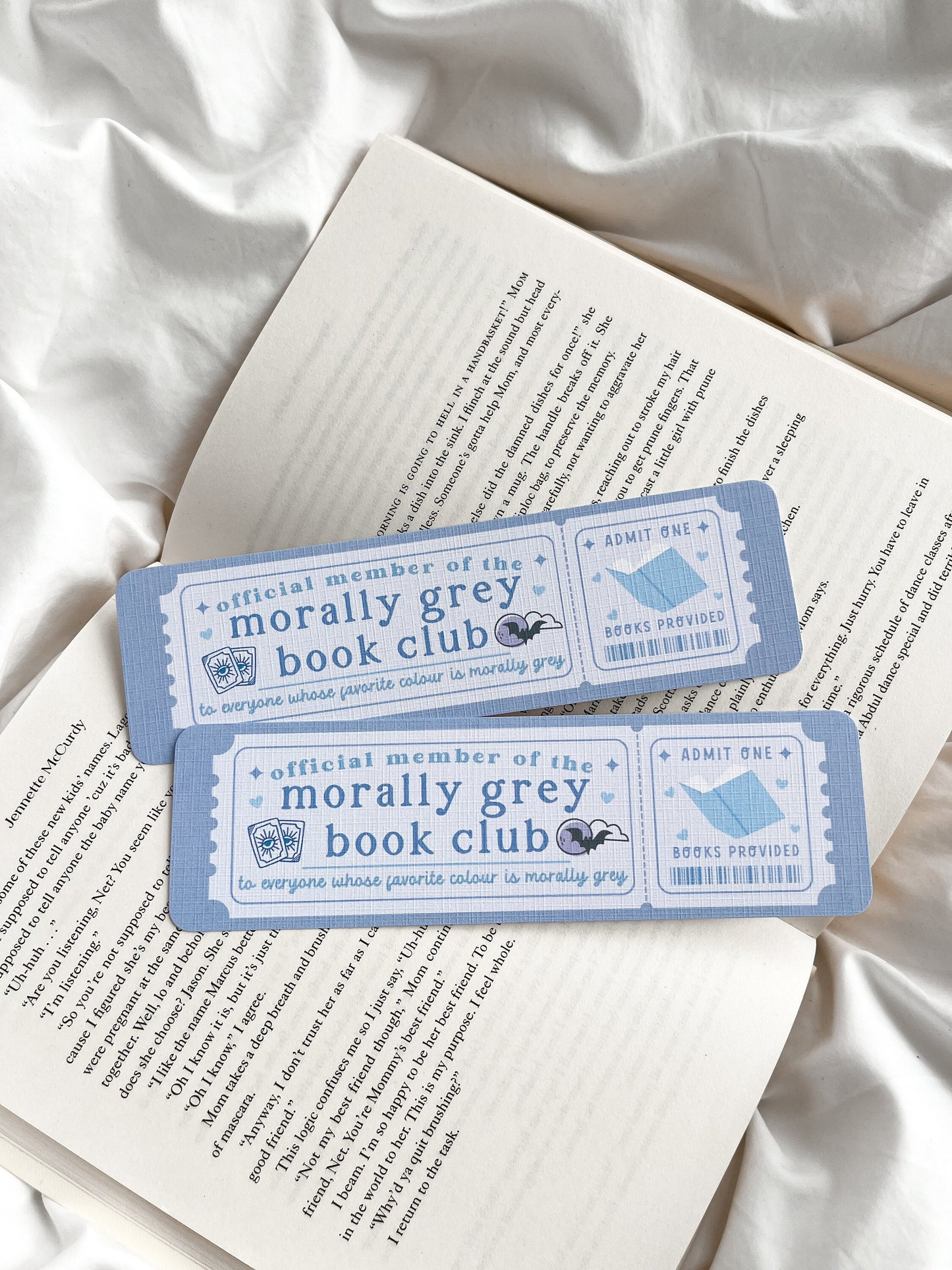 Morally Grey Book Club Bookmark Ticket