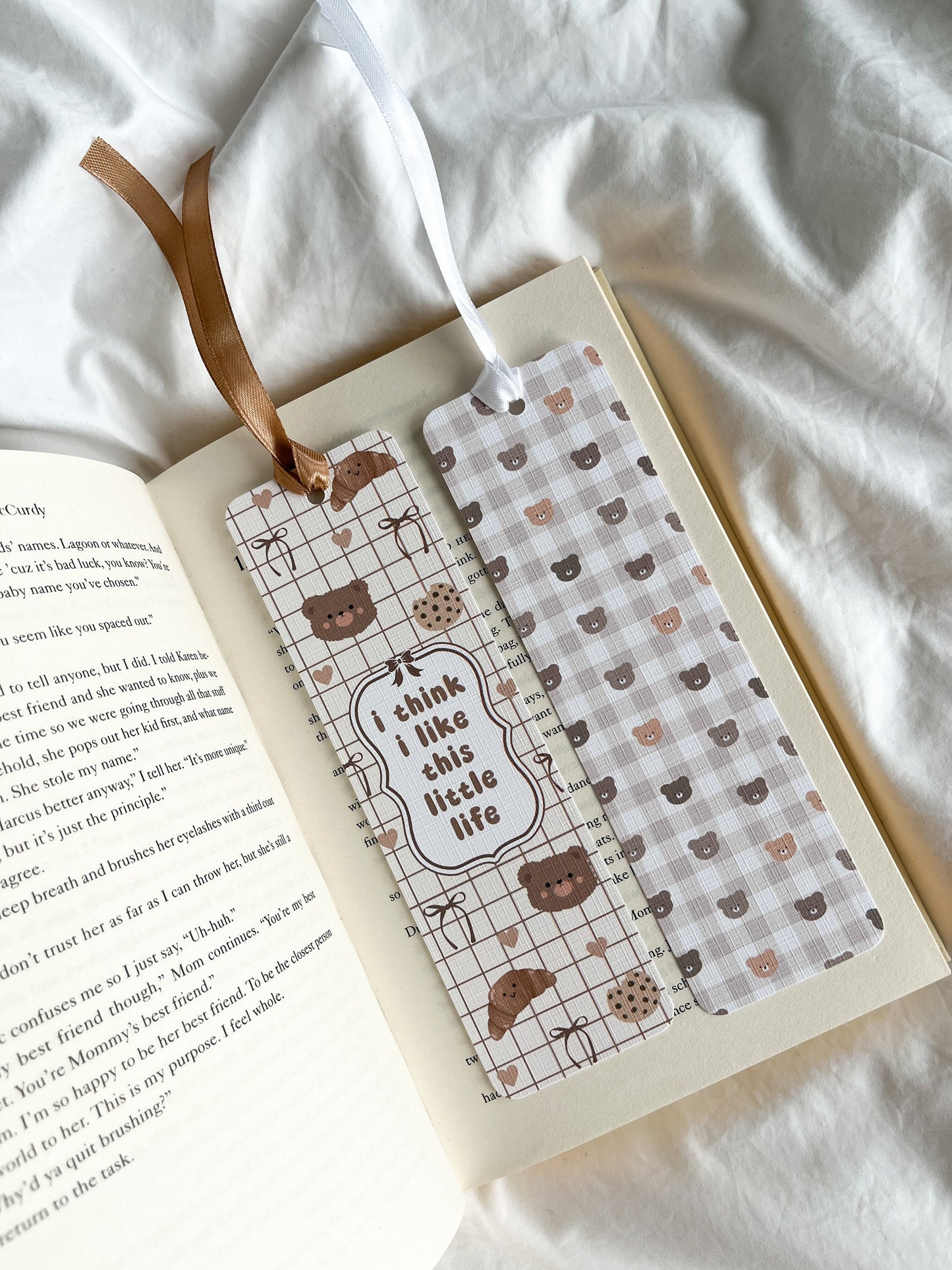 I Think I Like This Little Life Bookmark | Girly Girl Era | Soft Girl Bookmark | Teddy Bear Bookmark | Cute Bookmark