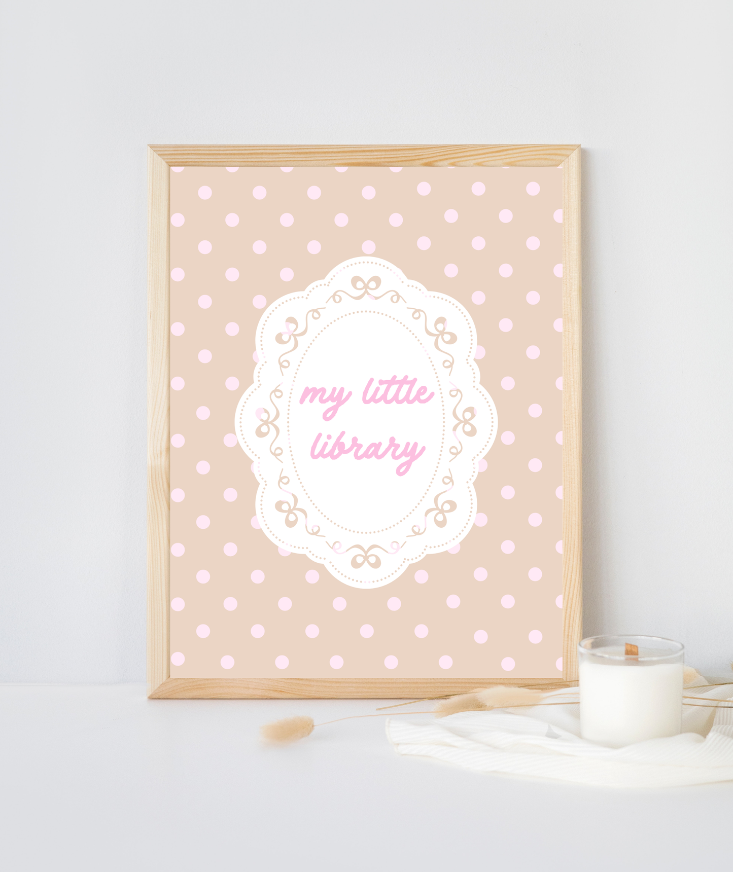 My Little Library Polka Dot Art Print | Library Art Print