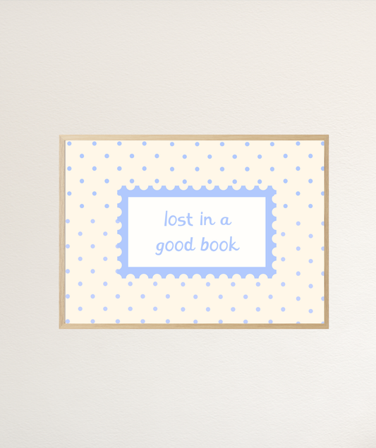 Lost In A Good Book Polka Dot Butter Yellow Art Print