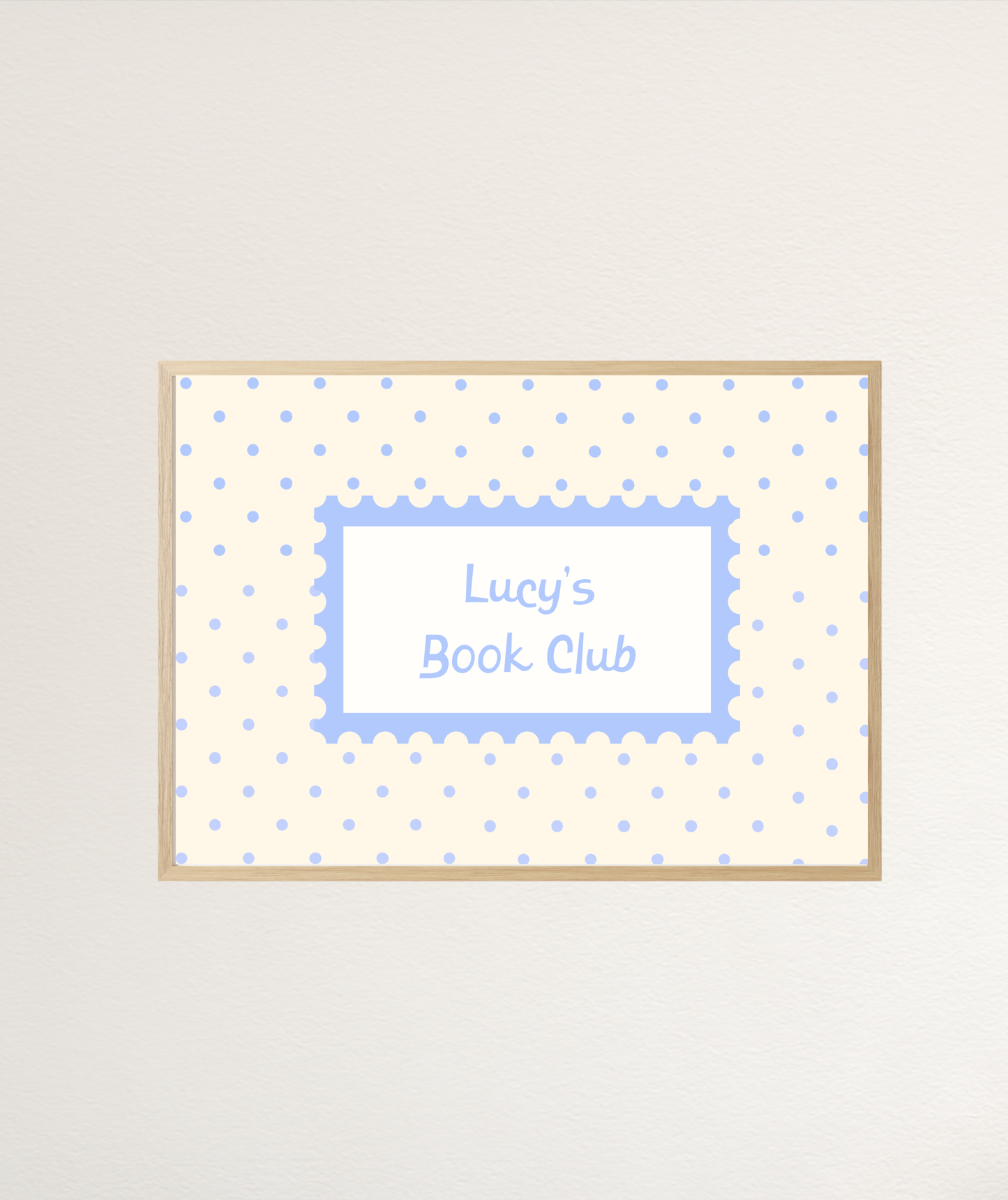 Butter Yellow Polka Dot Name Personalisable Book Club Art Print