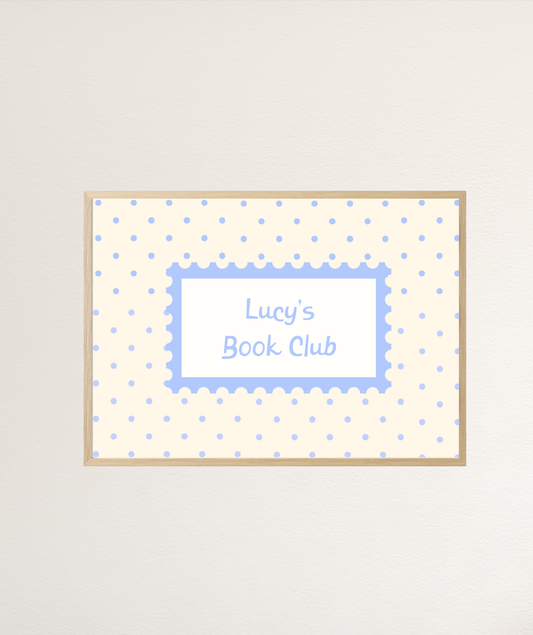 Butter Yellow Polka Dot Name Personalisable Book Club Art Print