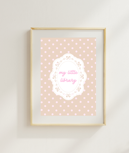 My Little Library Polka Dot Art Print | Library Art Print