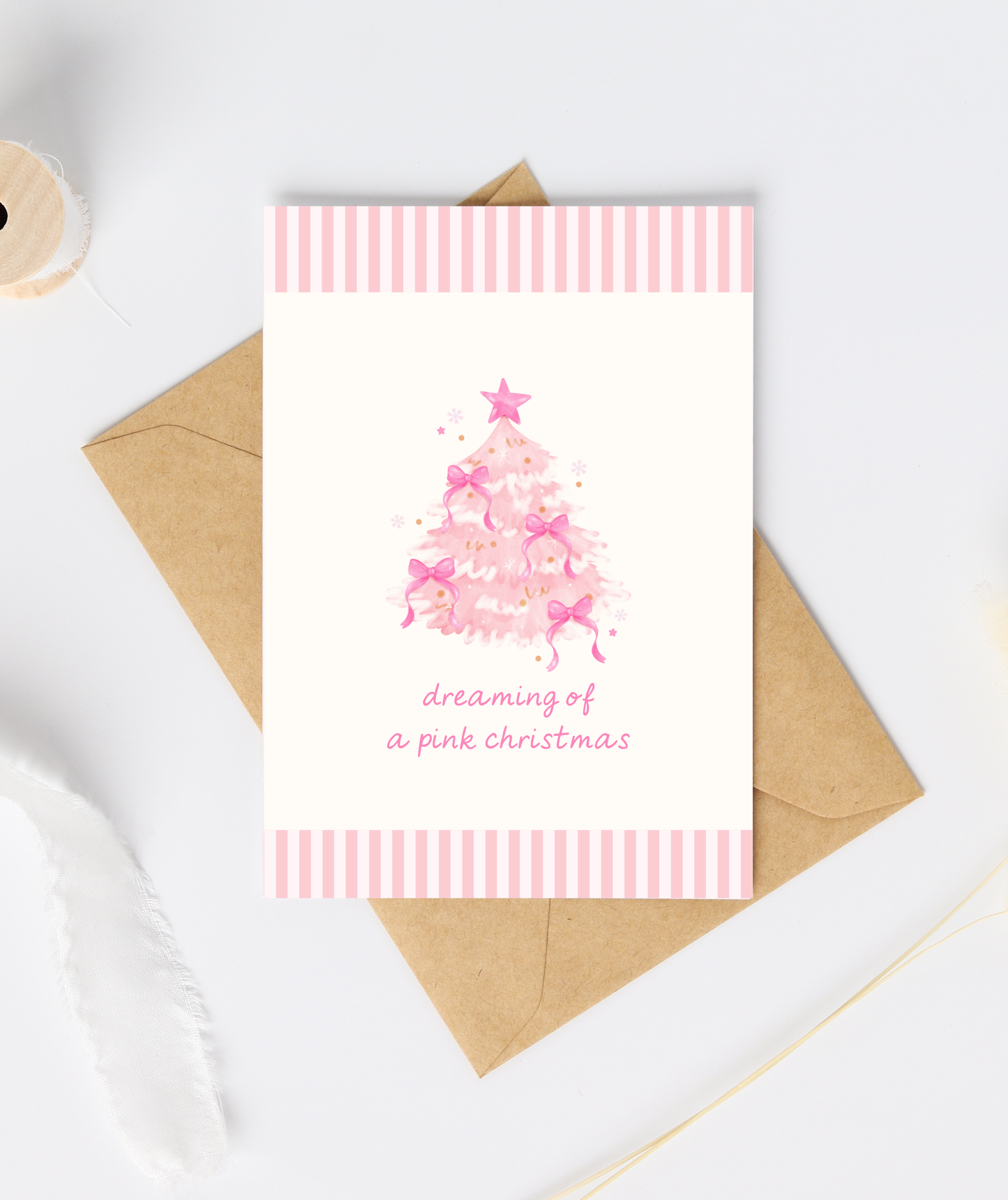 Pink Christmas Holiday Card