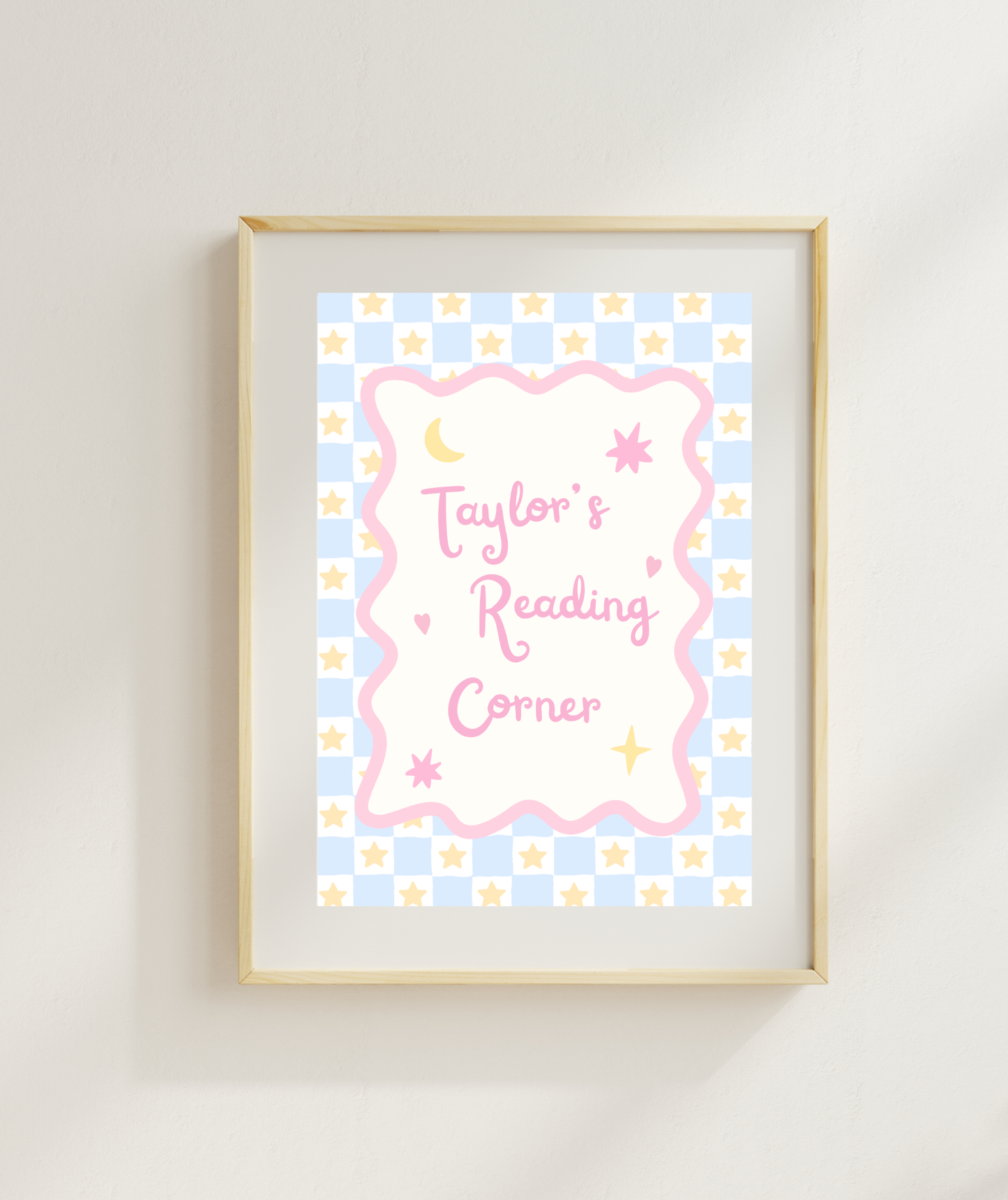 Blue Stars Personalisable Reading Corner Art Print