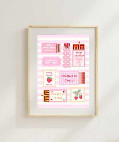 Romance Readers Matchbox Art Print | Book Girly Poster