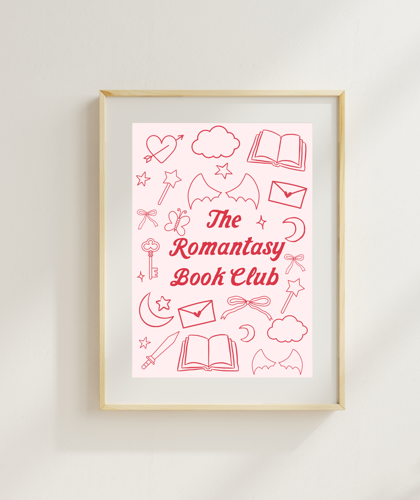 Pink Romantasy Book Club Art Print