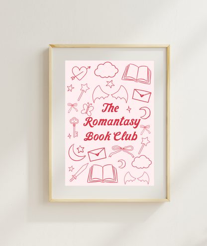 Pink Romantasy Book Club Art Print