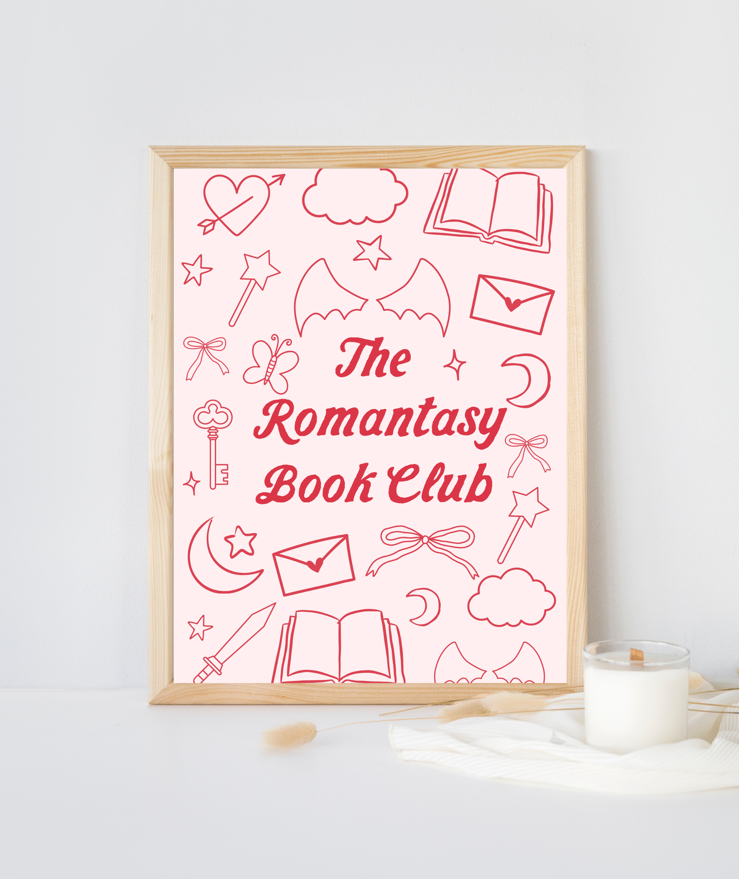 Pink Romantasy Book Club Art Print