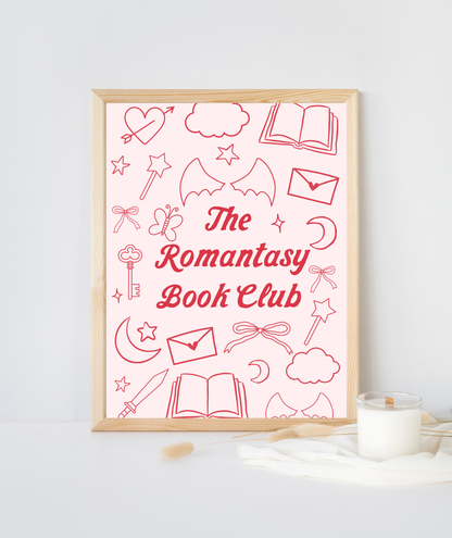 Pink Romantasy Book Club Art Print