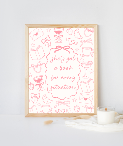 She's Got A Book For Every Situation Art Print