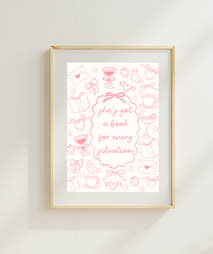 She's Got A Book For Every Situation Art Print