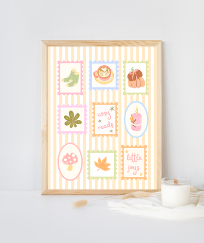 Cosy Fall Stamps Print | Autumn Little Joys Art Print
