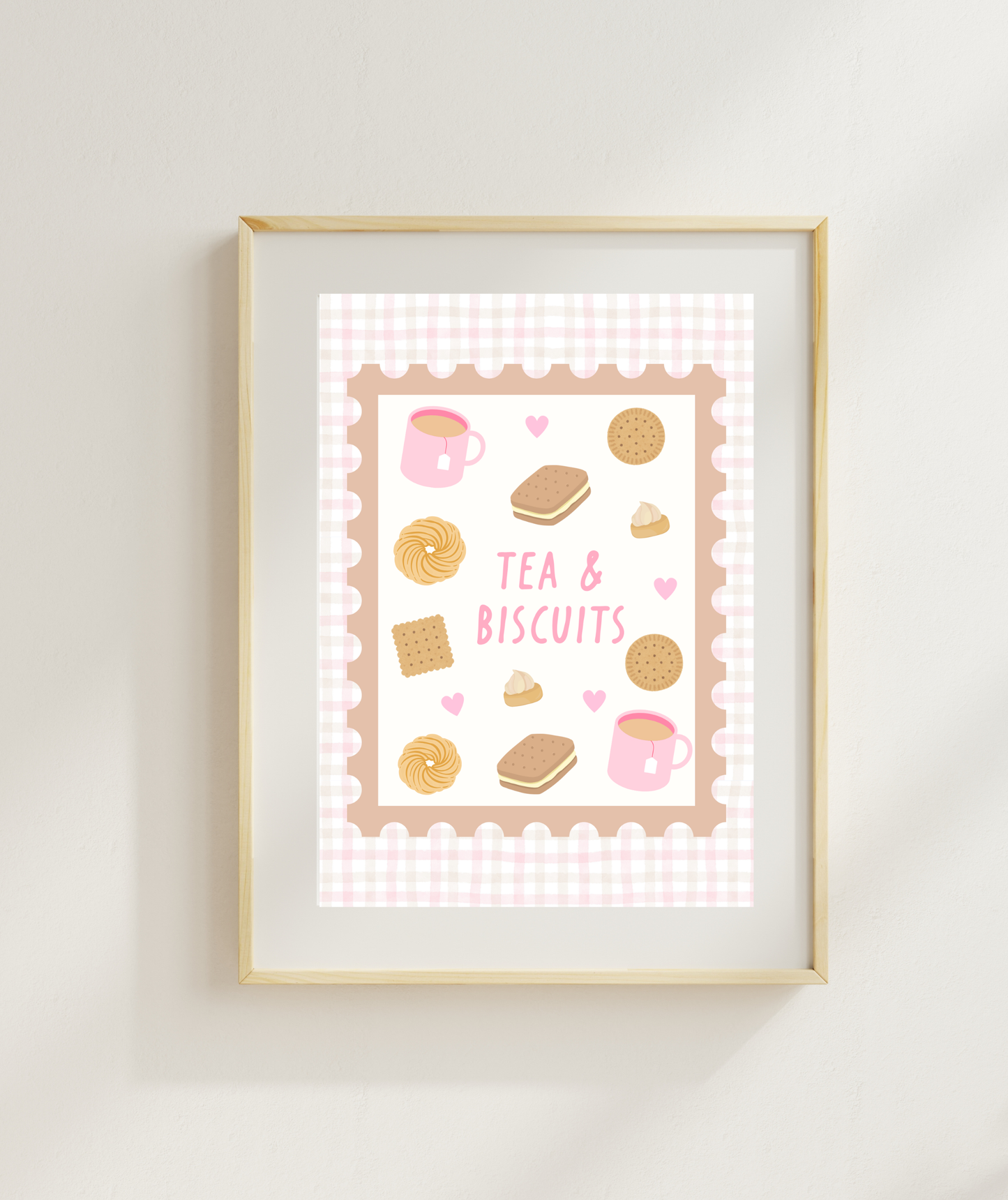 Tea & Biscuits Art Print | Cute Food Poster