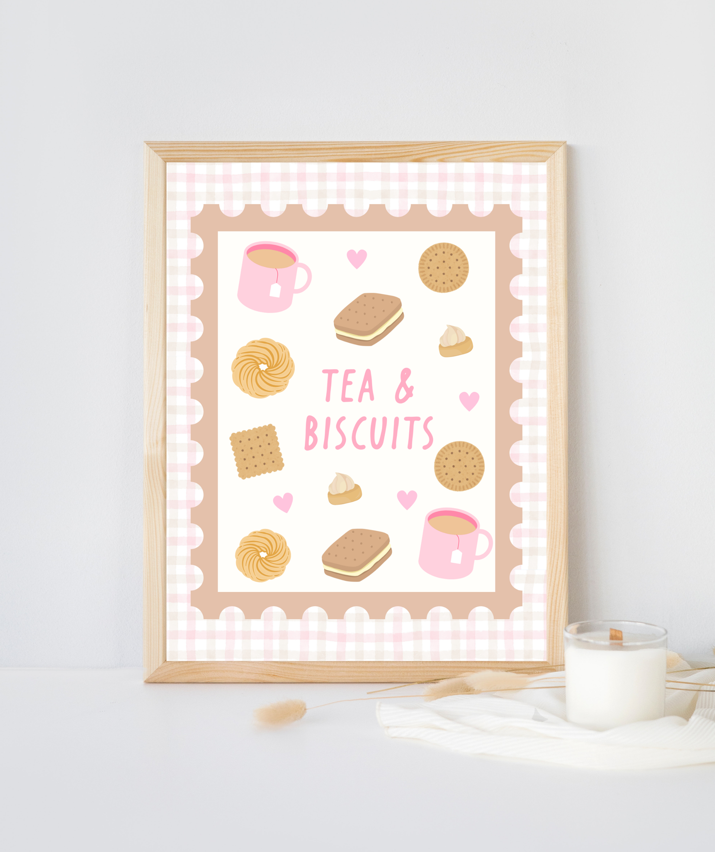 Tea & Biscuits Art Print | Cute Food Poster