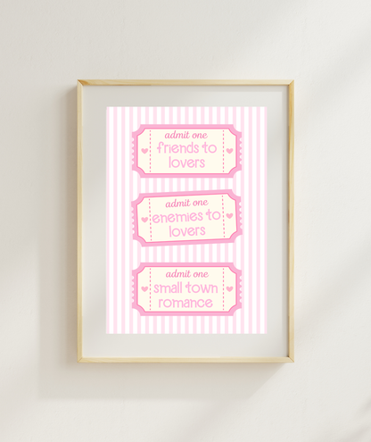 Girly Book Club Ticket Art Print