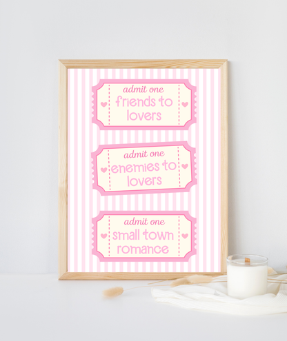 Girly Book Club Ticket Art Print